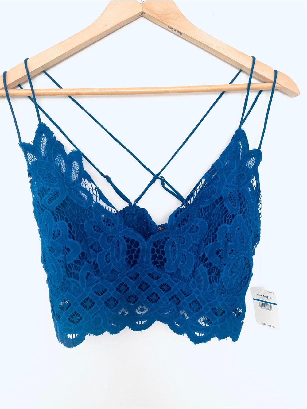 NWT Free People Blue Lace Bralette with Strappy Back